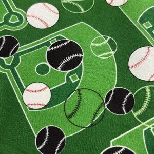 Green Baseball Pattern Fabric